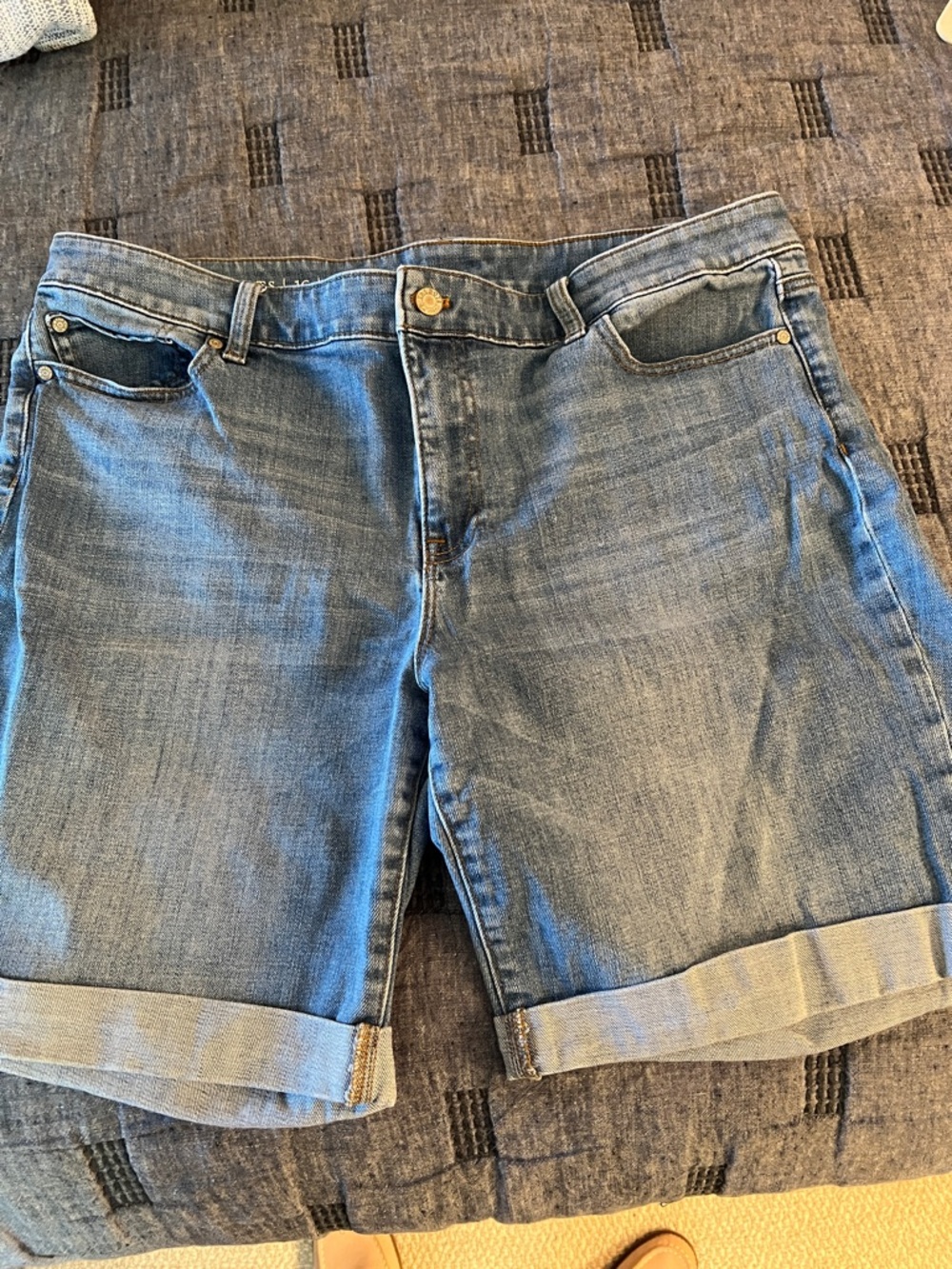 Talbots Light Blue Cuffed Denim Bermuda Shorts